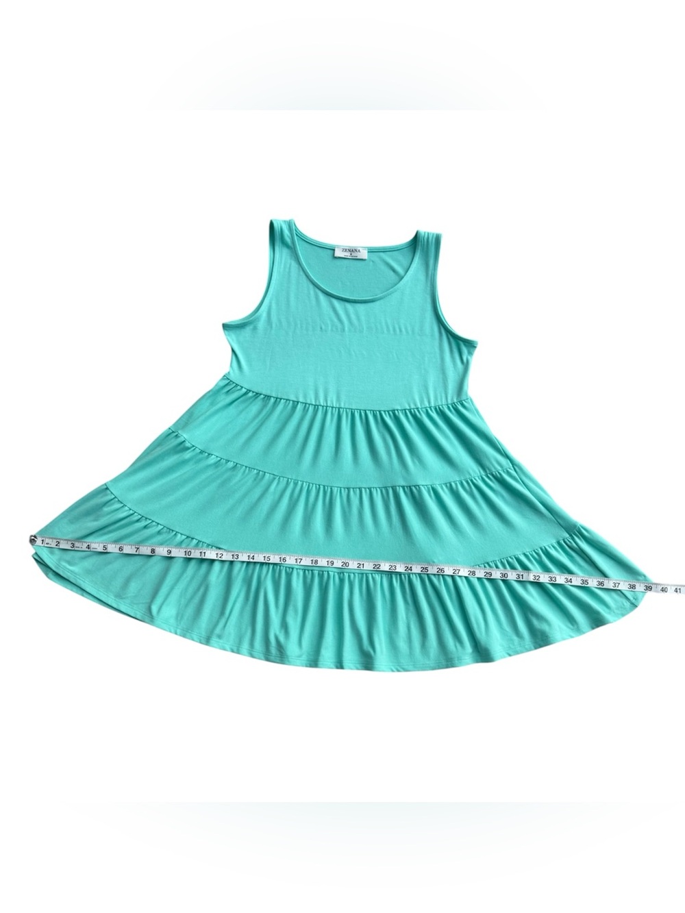 Zenana Seafoam Green Tiered Swing Tank Top Flowy Tunic Small NWOT - Picture 8 of 10
